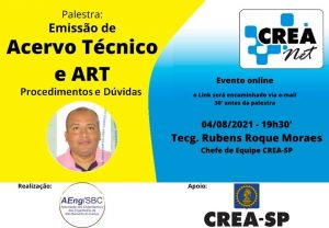 Read more about the article É hoje! Palestra sobre Emissão de Acervo Técnico e ART