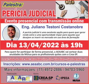 Read more about the article “Perícia Judicial” será o tema da palestra de abril
